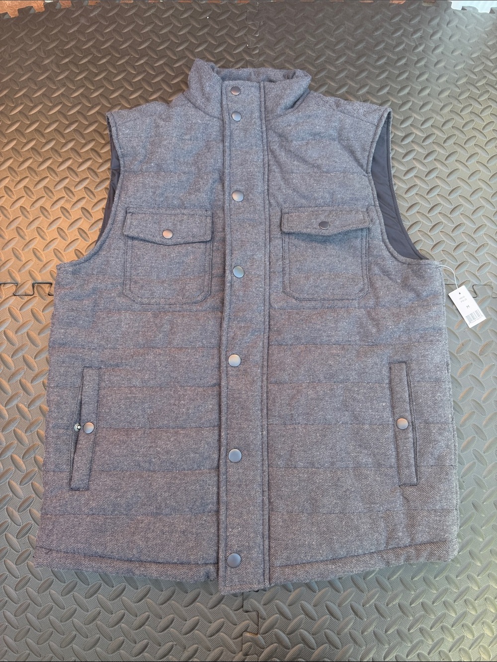 dip Men's Quilted Gray Wool-Blend Vest size M